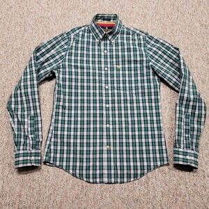 Abercrombie & Fitch Shirt Mens Medium Green Plaid Button Down Long Sleeve Muscle
